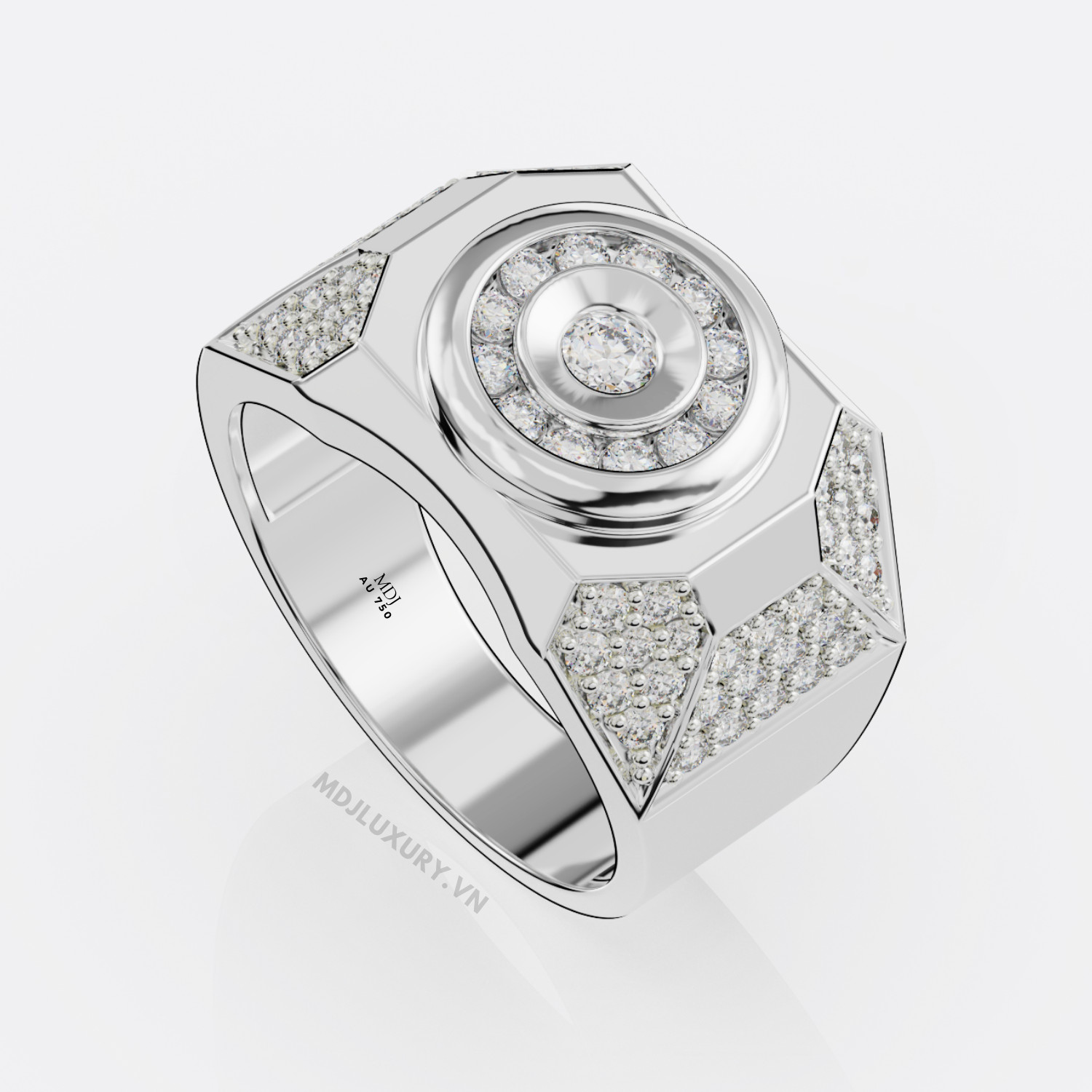 Nhẫn vàng Nam mặt đá, nhẫn vàng nam đẹp MDJ NN131