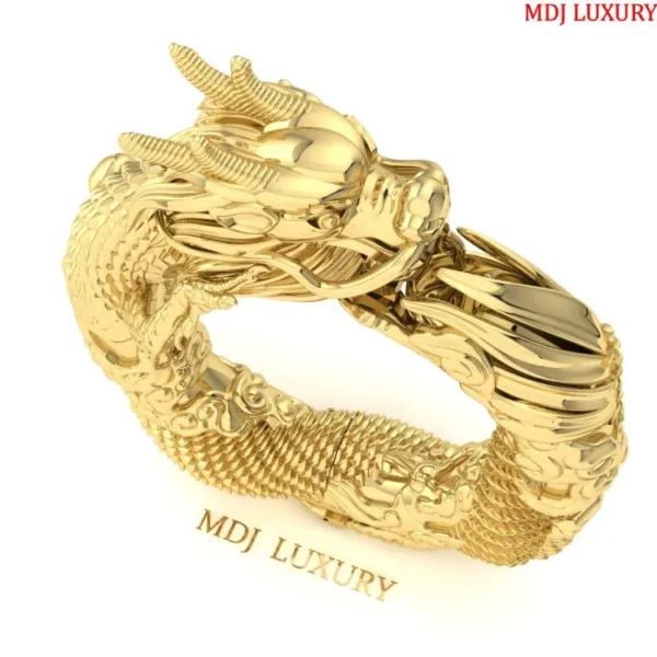 Lắc Tay Nam Rồng Cuộn Long Ngân 18K MDJ LTN01