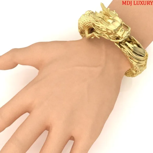 Lắc Tay Nam Rồng Cuộn Long Ngân 18K MDJ LTN01