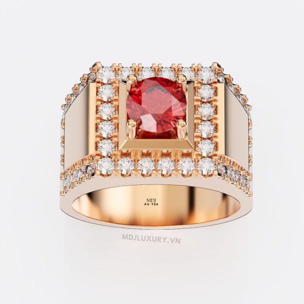 Nhẫn Nam kim cương MDJ vàng 18K NN116