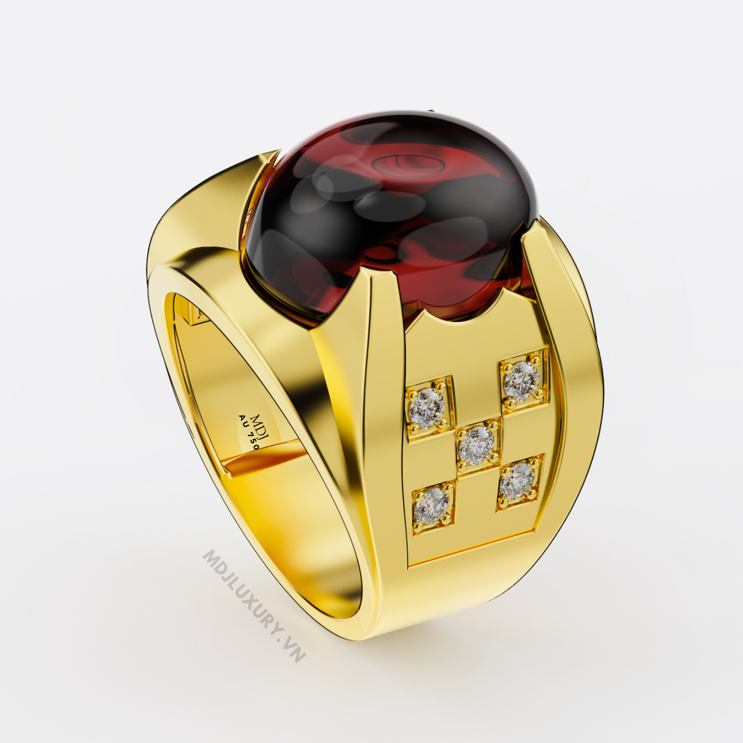 Nhẫn vàng nam đá Sapphire thiên nhiên NN158