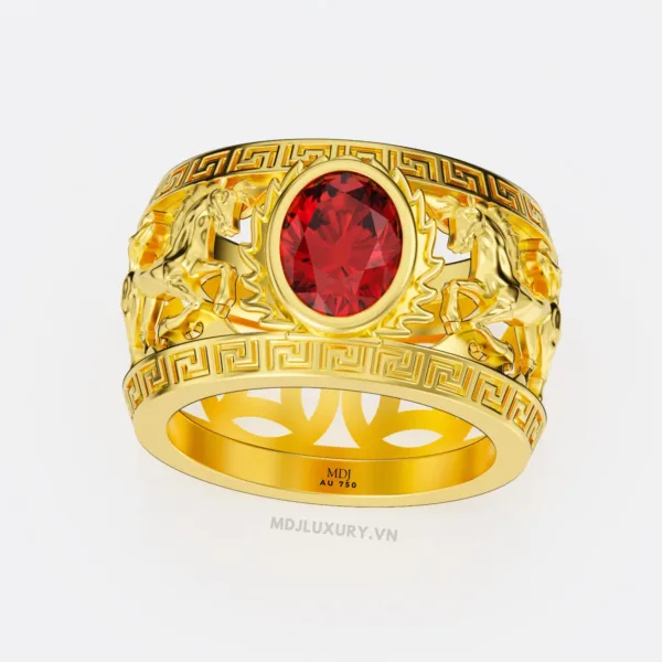 Nhẫn Nam Song Ngọ Đá Ruby Lục Yên Thiên Nhiên NN263
