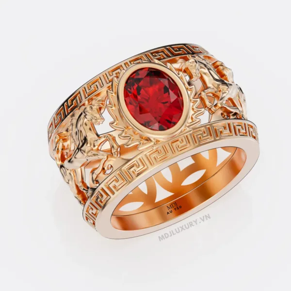 Nhẫn Nam Song Ngọ Đá Ruby Lục Yên Thiên Nhiên  NN263
