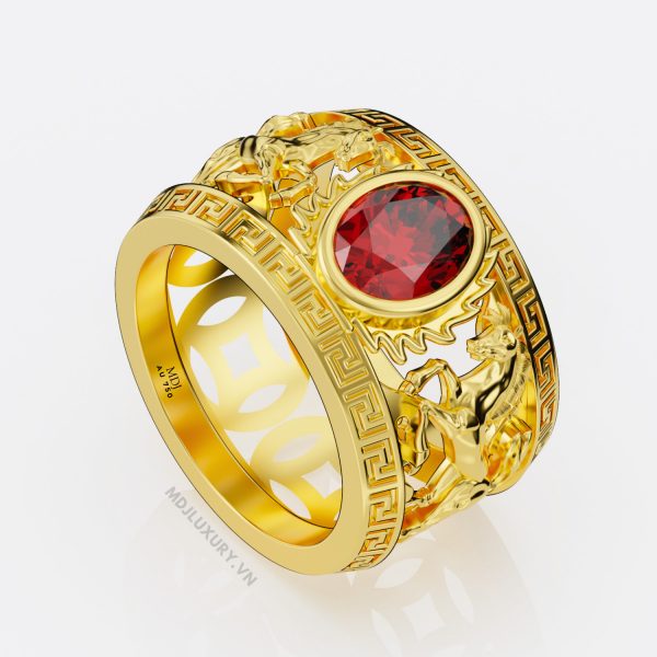 Nhẫn Nam Song Ngọ Đá Ruby Lục Yên Thiên Nhiên  NN263