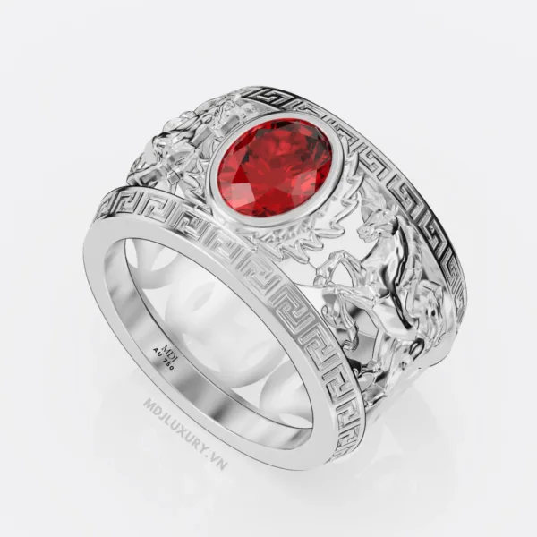 Nhẫn Nam Song Ngọ Đá Ruby Lục Yên Thiên Nhiên NN263