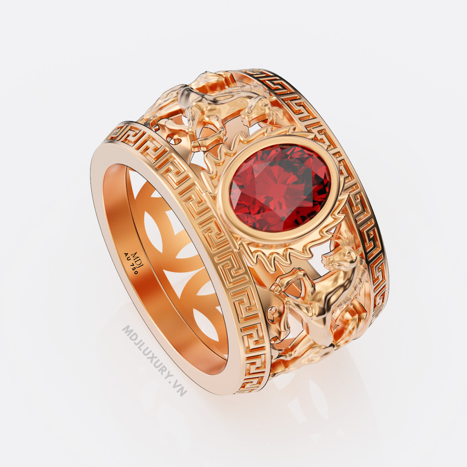 Nhẫn Nam Song Ngọ Đá Ruby Lục Yên Thiên Nhiên NN263