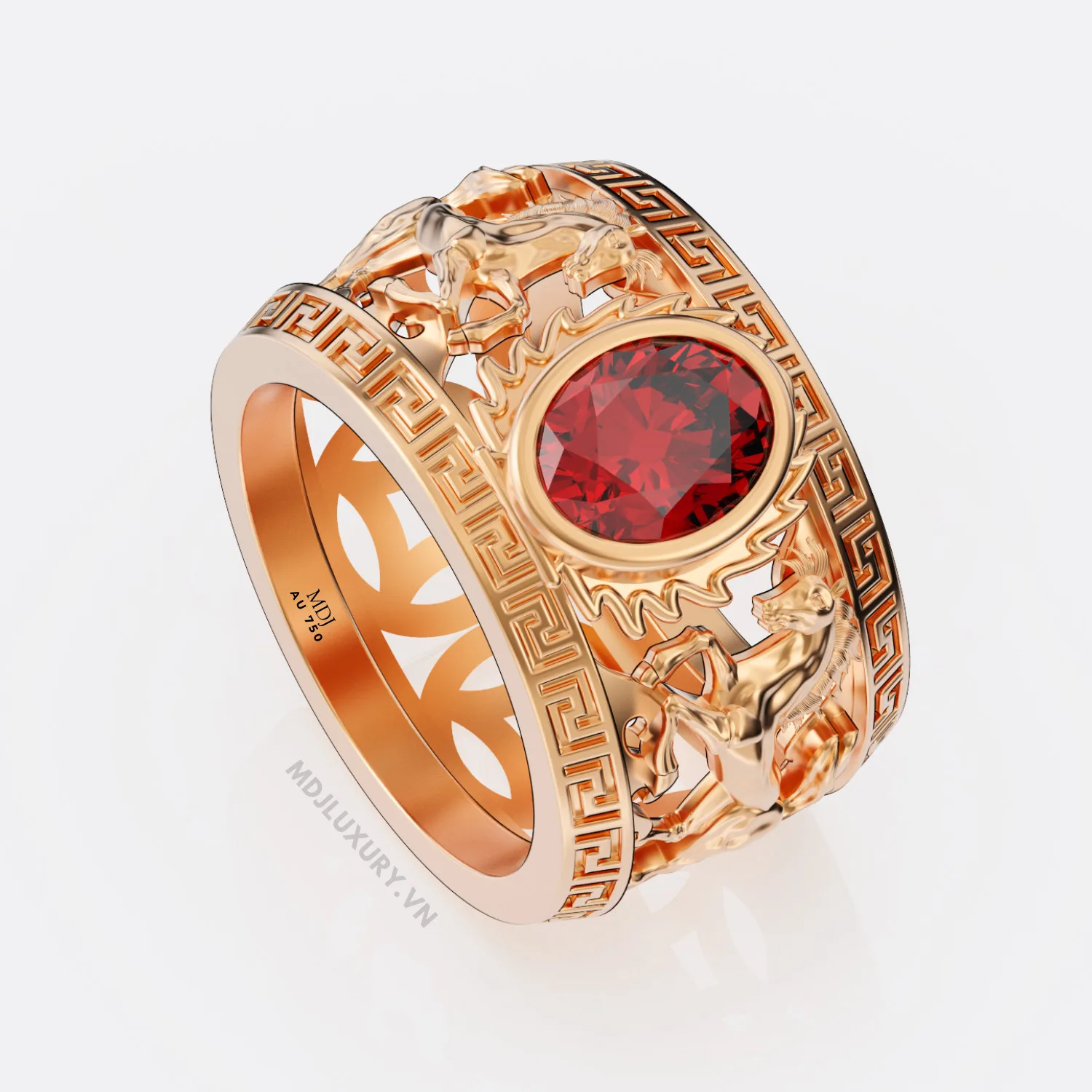 Nhẫn Nam Song Ngọ Đá Ruby Lục Yên Thiên Nhiên NN263
