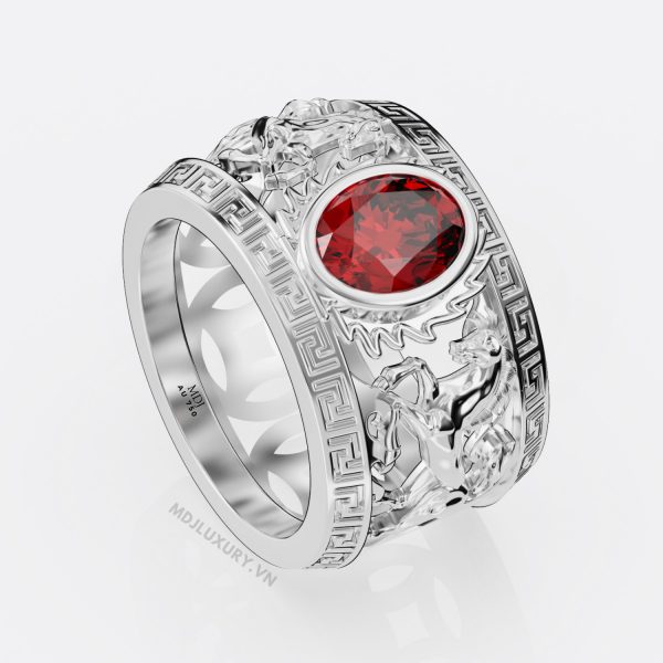 Nhẫn Nam Song Ngọ Đá Ruby Lục Yên Thiên Nhiên NN263
