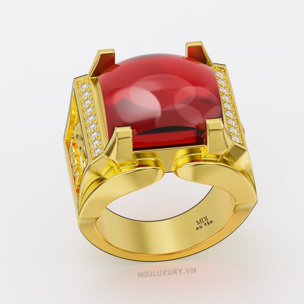 Nhẫn Nam Vàng Tây Đá Ruby Vàng 18K NN311