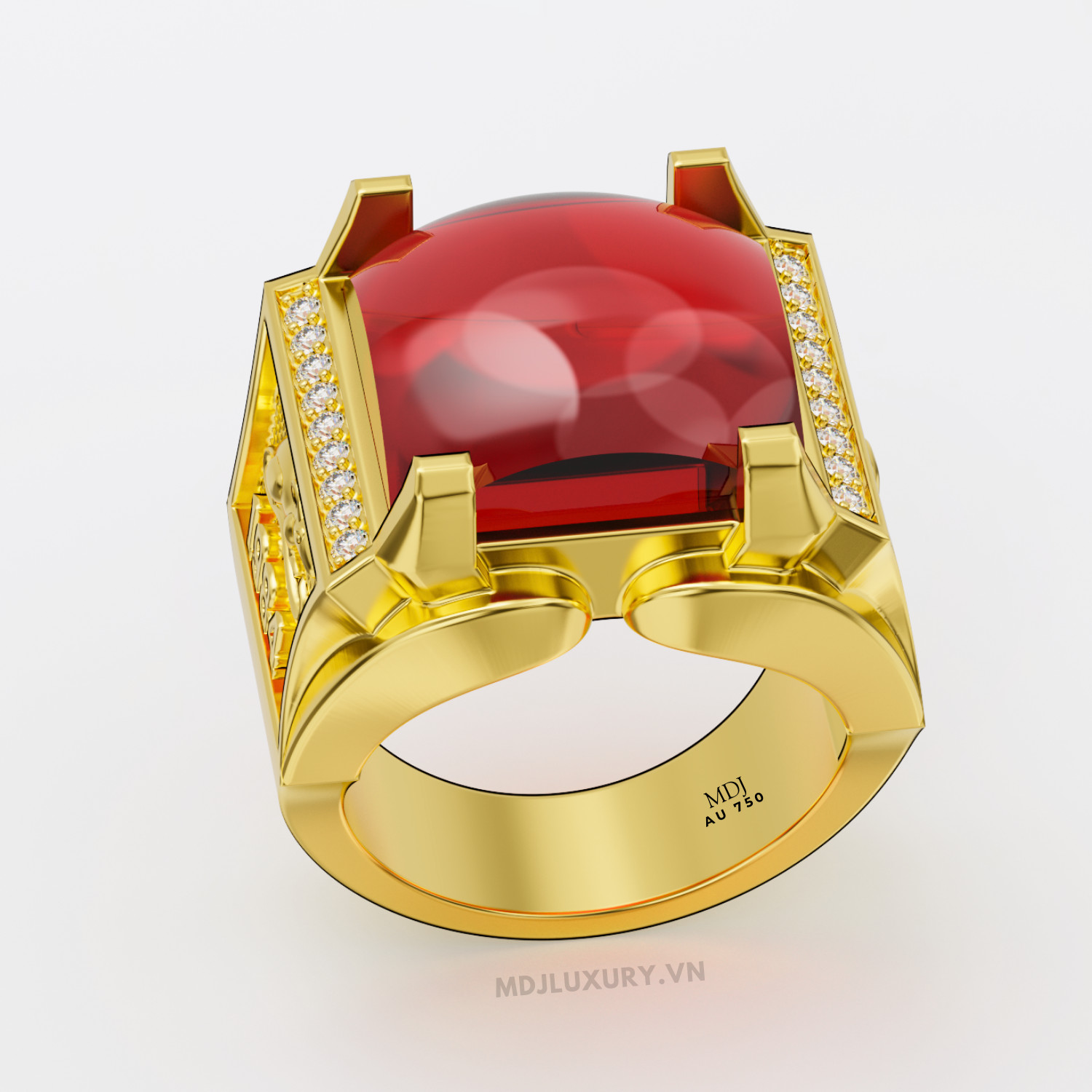 Nhẫn Nam Vàng Tây Đá Ruby Vàng 18K NN311