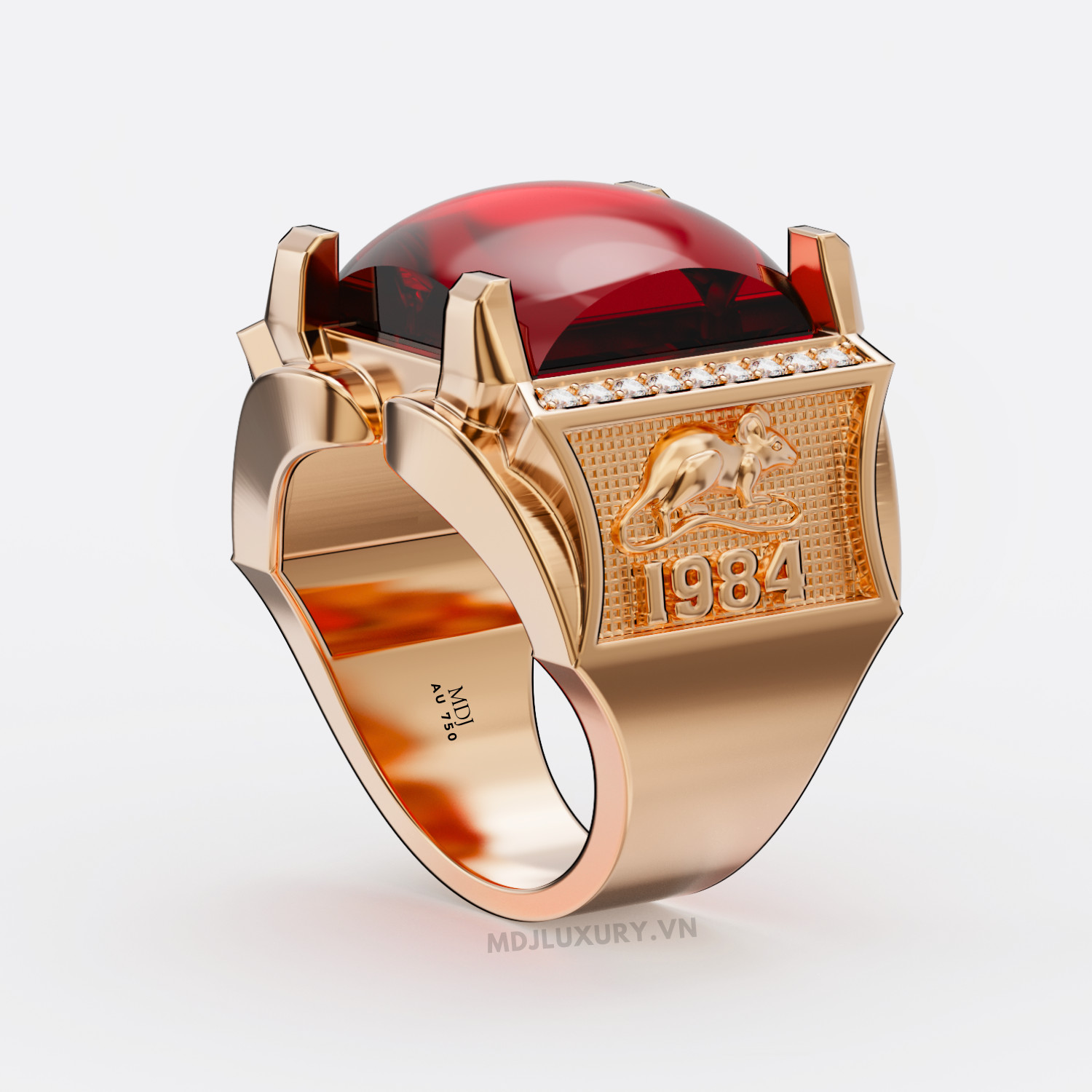 Nhẫn Nam Vàng Tây Đá Ruby Vàng 18K NN311