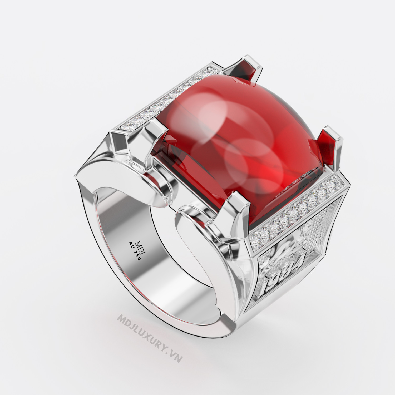 Nhẫn Nam Vàng Tây Đá Ruby Vàng 18K NN311