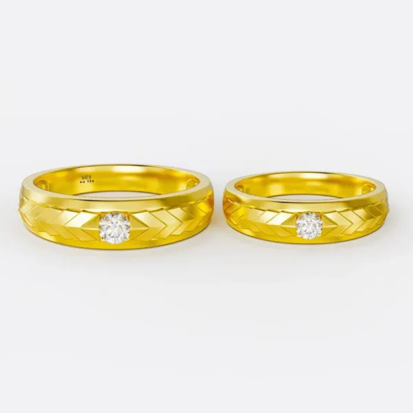 Nhẫn cưới, nhẫn cặp vàng 18k cao cấp tại MDJ Luxury NC01B