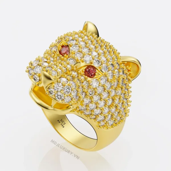 Nhẫn vàng nam mặt báo đá Ruby – Sapphia – NN105