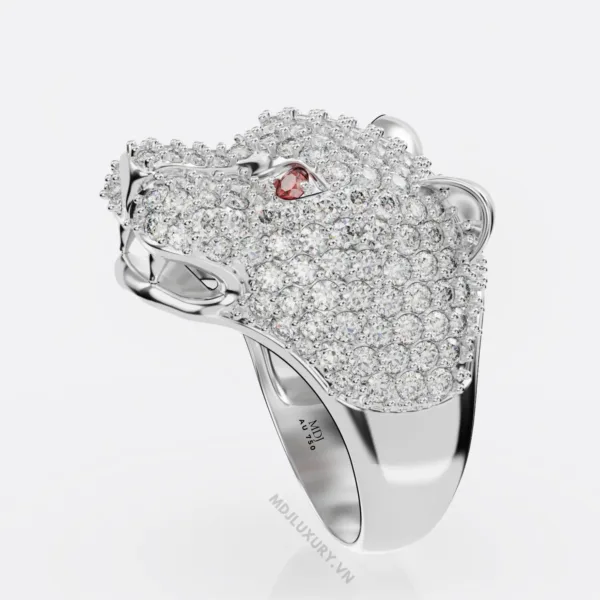 Nhẫn vàng nam mặt báo đá Ruby – Sapphia – NN105
