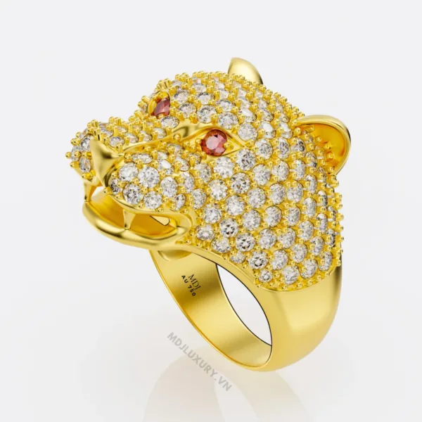 Nhẫn vàng nam mặt báo đá Ruby – Sapphia – NN105