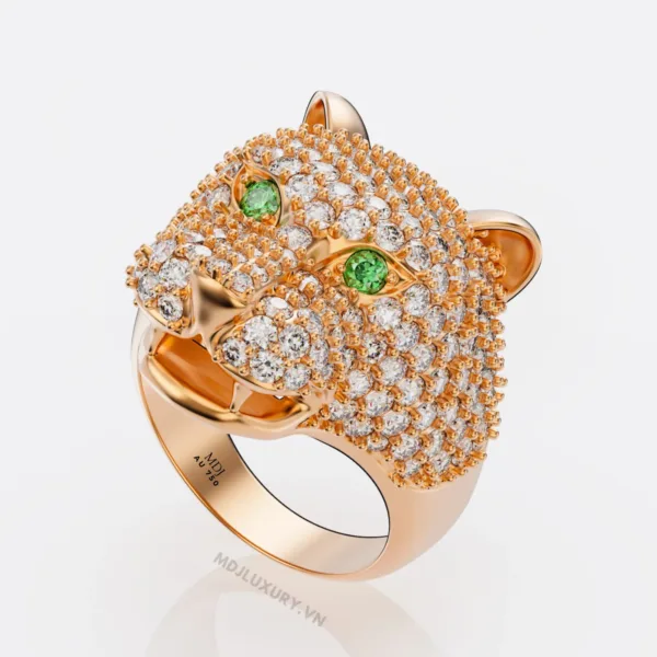 Nhẫn vàng nam mặt báo đá Ruby – Sapphia – NN105
