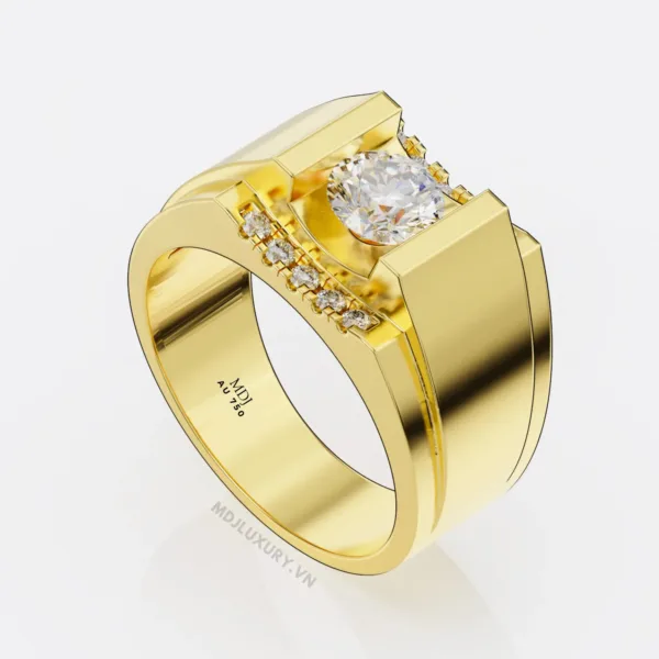 Nhẫn Nam vàng tây 2018 Kim cương thiên nhiên – NN114