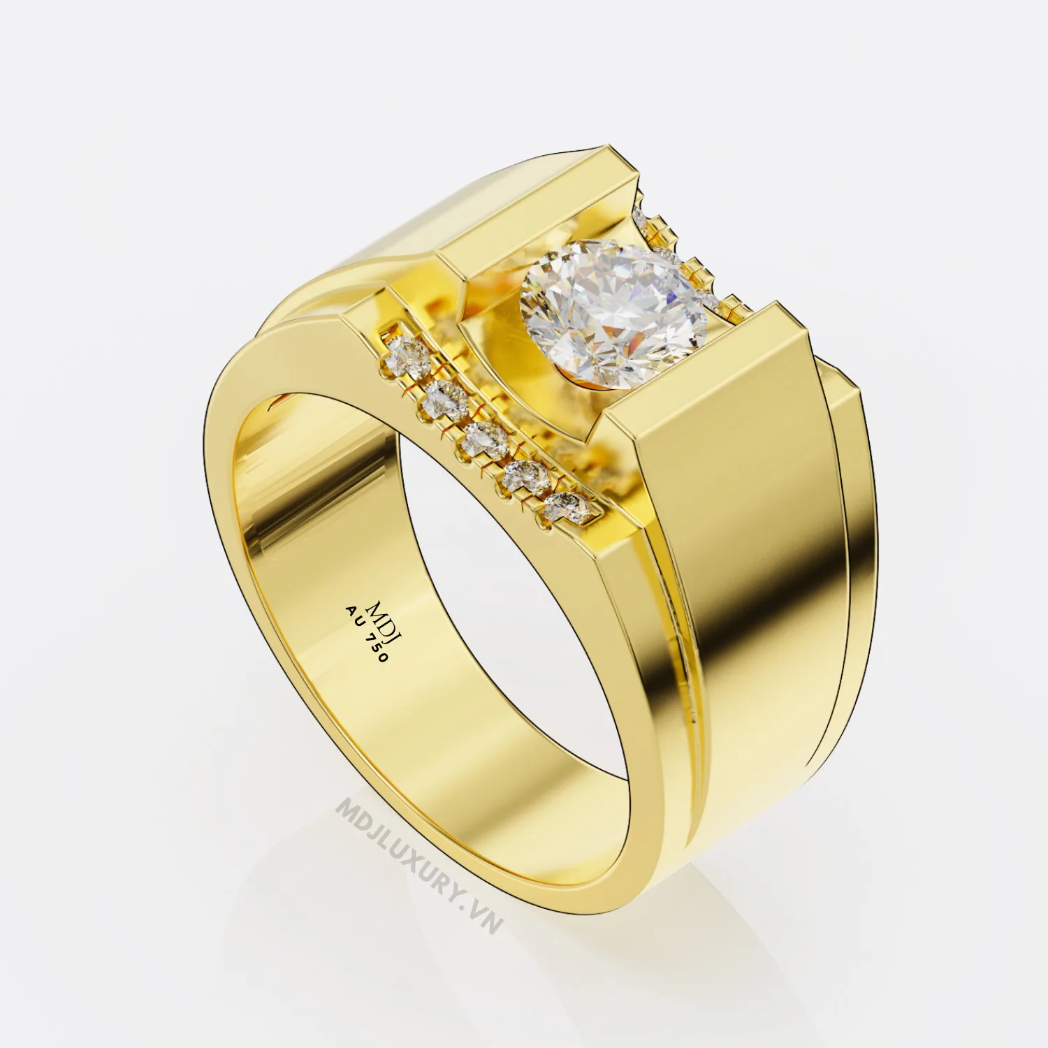 Nhẫn Nam vàng tây 2018 Kim cương thiên nhiên – NN114