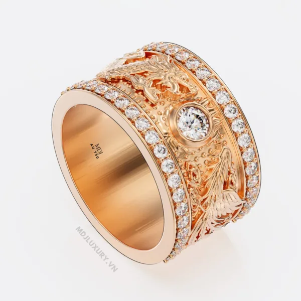 Nhẫn nam vàng trắng rồng phượng Vàng 18K – NN102