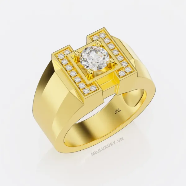 ✅ Nhẫn nam vàng Trắng 18K lịch lãm đá Ruby – NN103