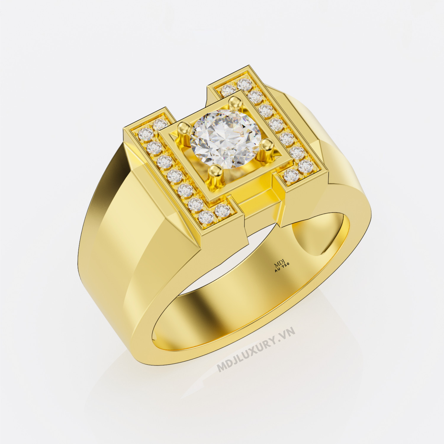 ✅ Nhẫn nam vàng Trắng 18K lịch lãm đá Ruby – NN103