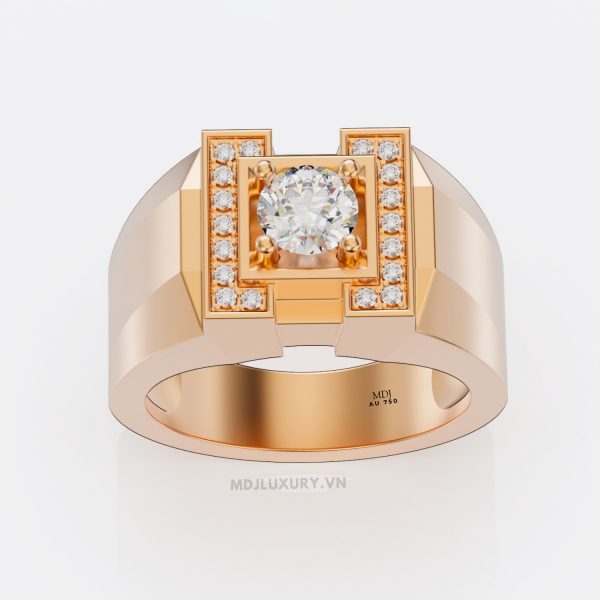 ✅ Nhẫn nam vàng Trắng 18K lịch lãm đá Ruby – NN103