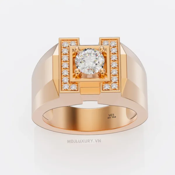 ✅ Nhẫn nam vàng Trắng 18K lịch lãm đá Ruby – NN103