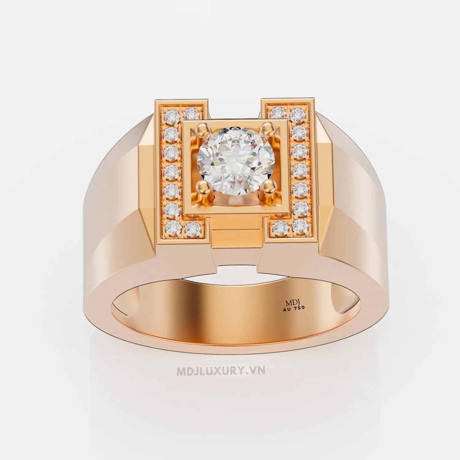 ✅ Nhẫn nam vàng Trắng 18K lịch lãm đá Ruby – NN103