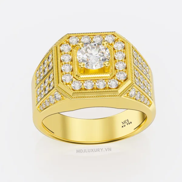 Nhẫn Nam Vàng 14K MDJ – đá quý – NN121
