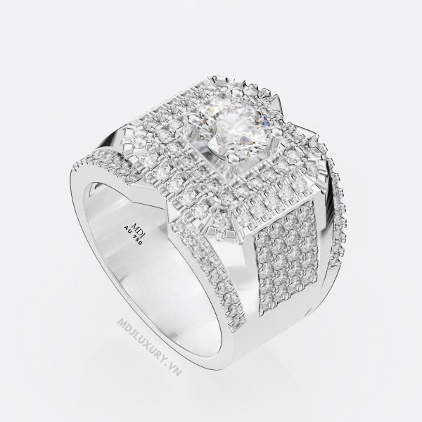 Nhẫn Nam Vàng Trắng 18K MDJ NN136