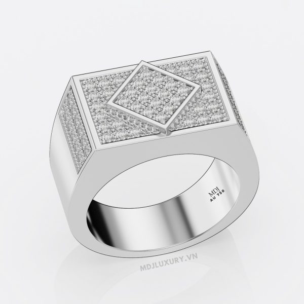 Nhẫn vàng trắng nam 18K NN208