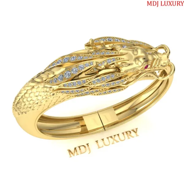 Lắc tay nam vàng trắng 18K - Lắc tay Rồng 18K LTN05