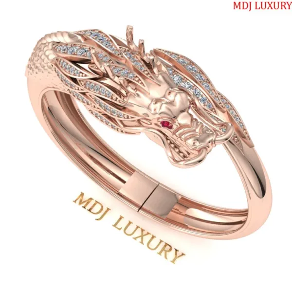 Lắc tay nam vàng trắng 18K - Lắc tay Rồng 18K LTN05