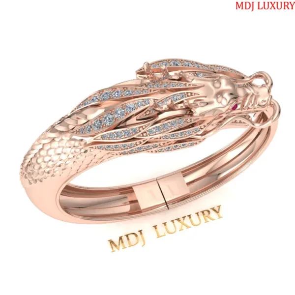 Lắc tay nam vàng trắng 18K - Lắc tay Rồng 18K LTN05