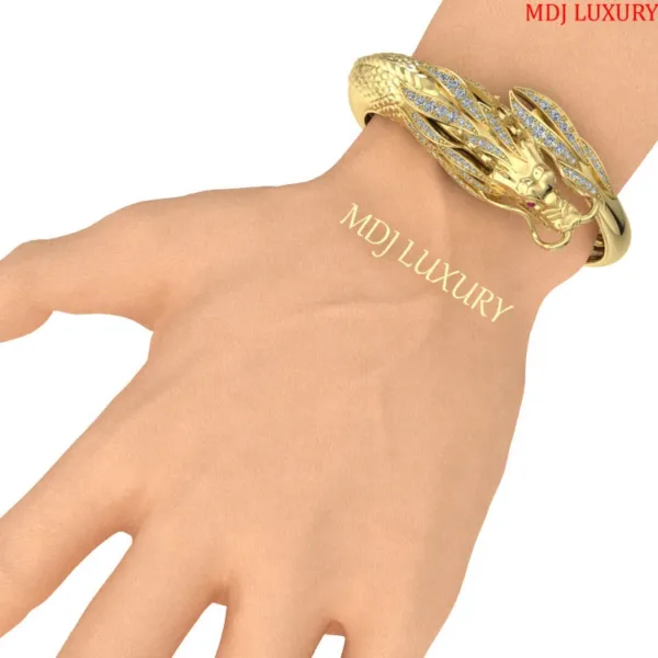 Lắc tay nam vàng trắng 18K - Lắc tay Rồng 18K LTN05