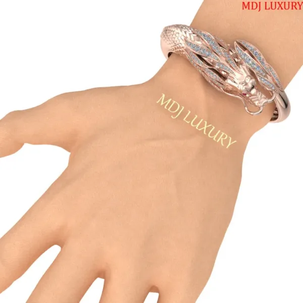 Lắc tay nam vàng trắng 18K - Lắc tay Rồng 18K LTN05