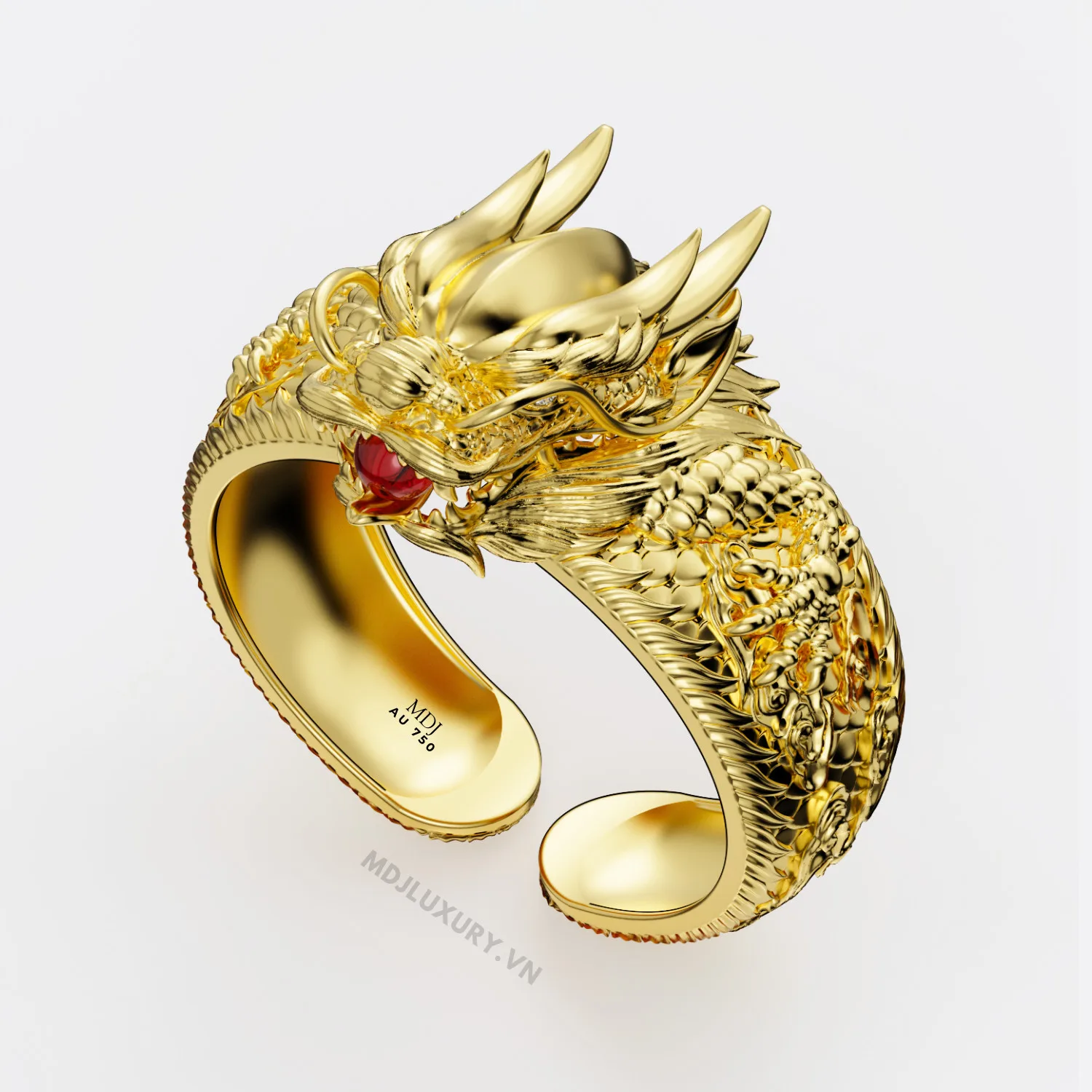 Lắc tay nam vàng trắng 18K – Lắc tay Rồng 18K LTN06