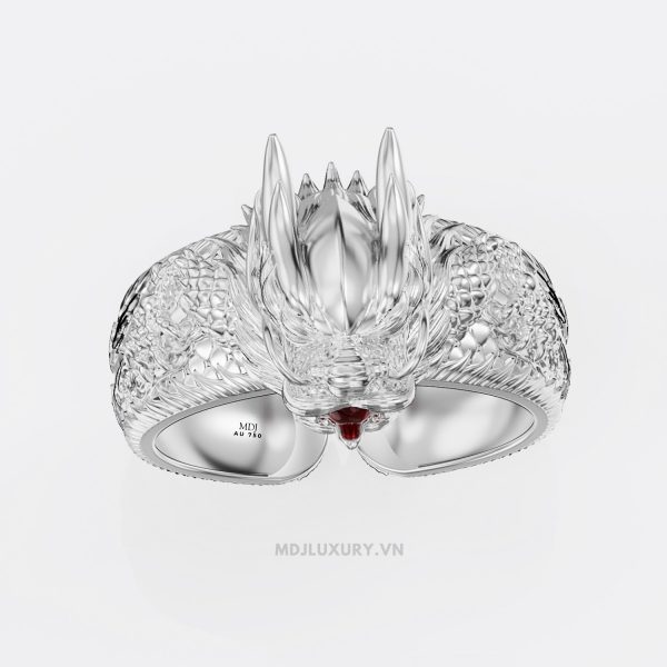 Lắc tay nam vàng trắng 18K – Lắc tay Rồng 18K LTN06