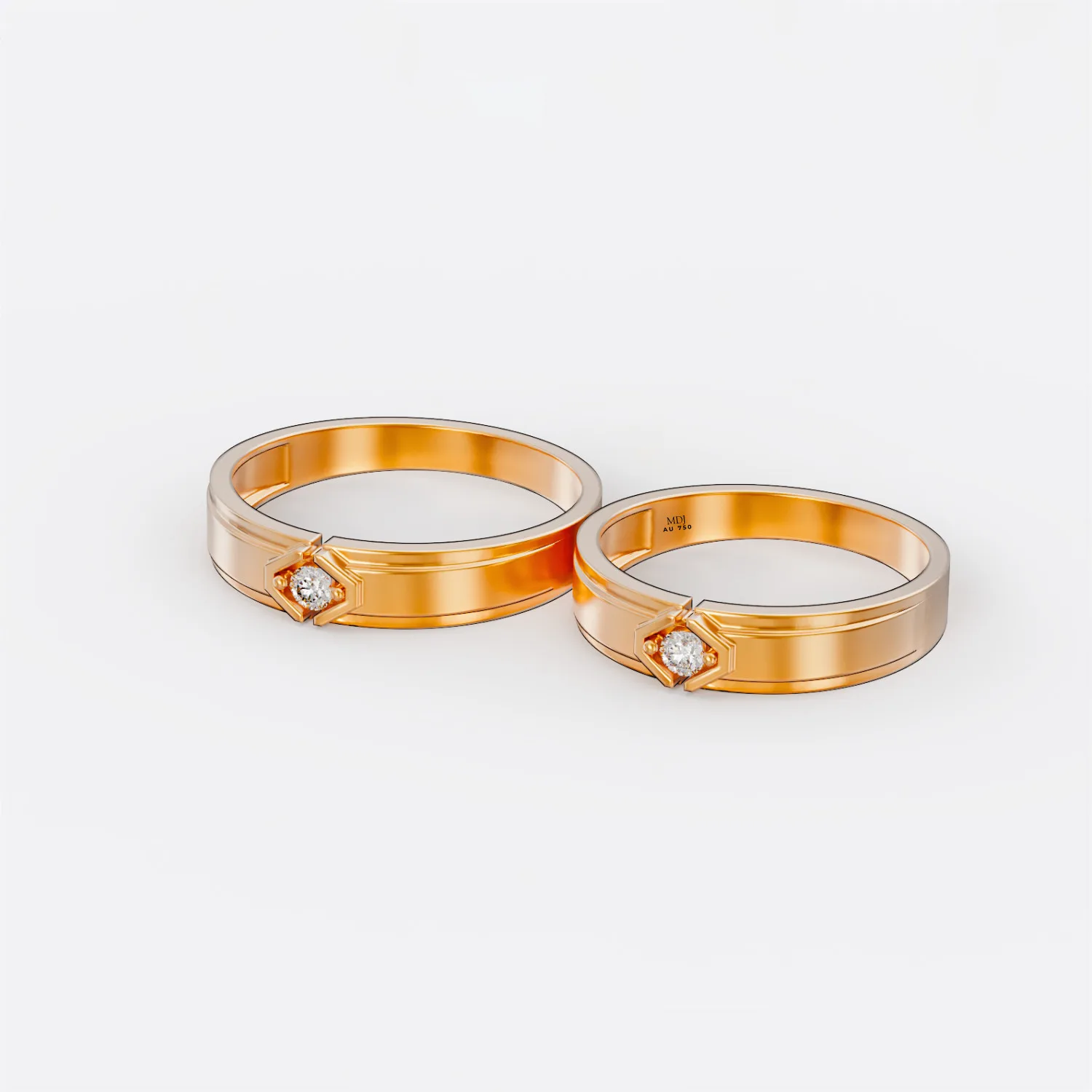 Nhẫn Cưới Nhẫn Cưới Ghép Đôi Vàng Tây 18K MDJ - NC142