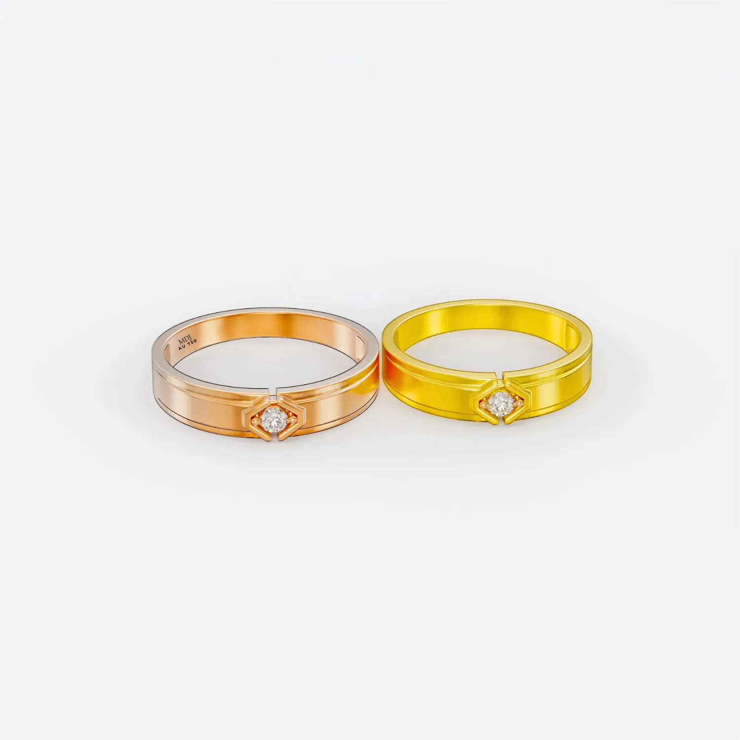 Nhẫn Cưới Nhẫn Cưới Ghép Đôi Vàng Tây 18K MDJ - NC142