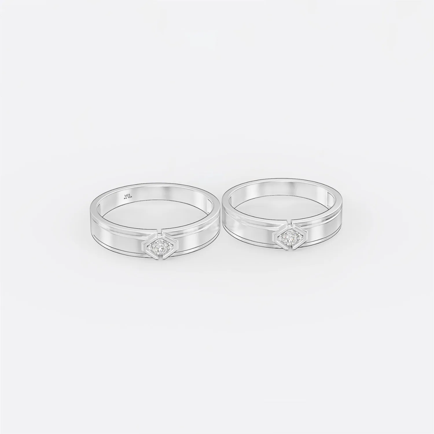 Nhẫn Cưới Nhẫn Cưới Ghép Đôi Vàng Tây 18K MDJ - NC142