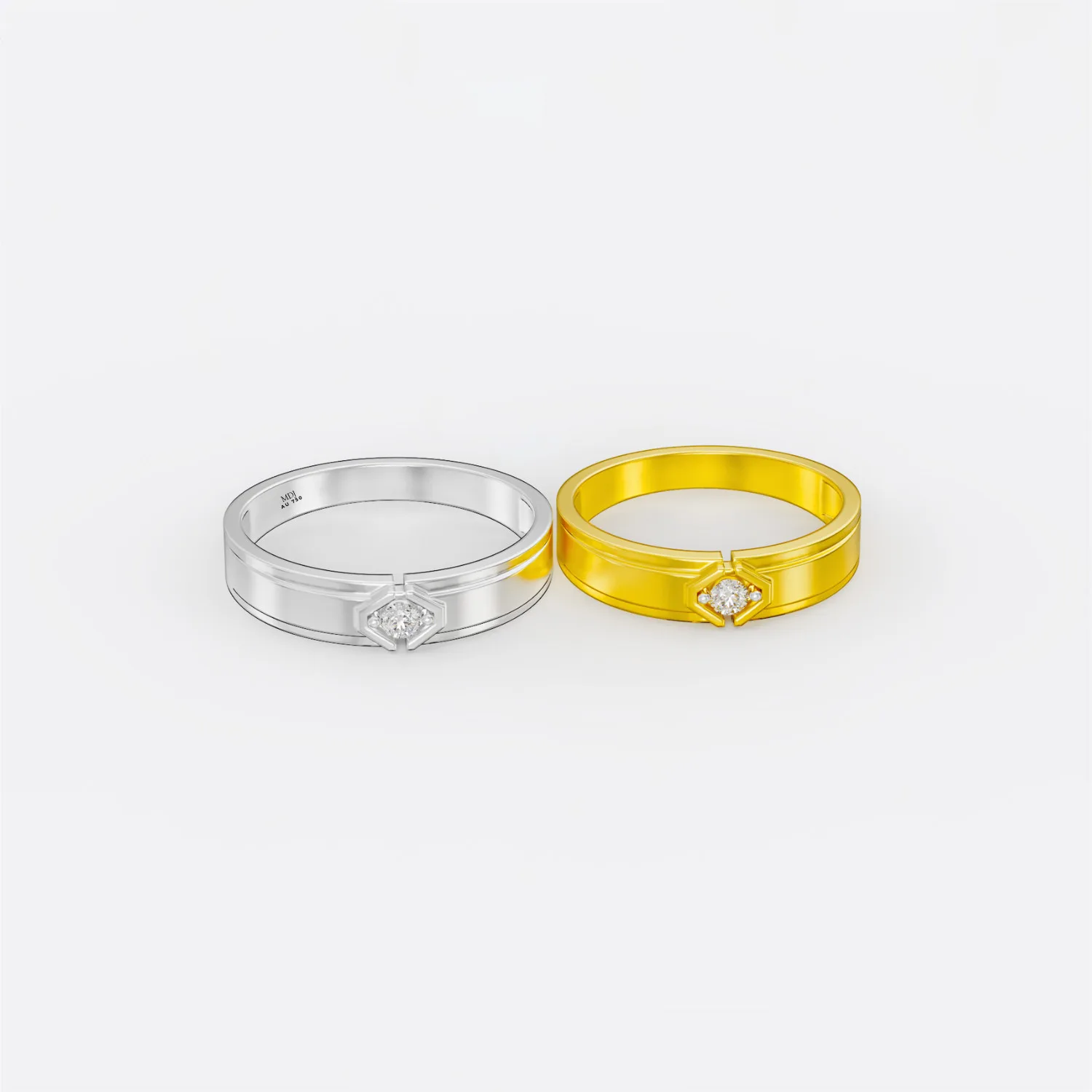 Nhẫn Cưới Nhẫn Cưới Ghép Đôi Vàng Tây 18K MDJ - NC142