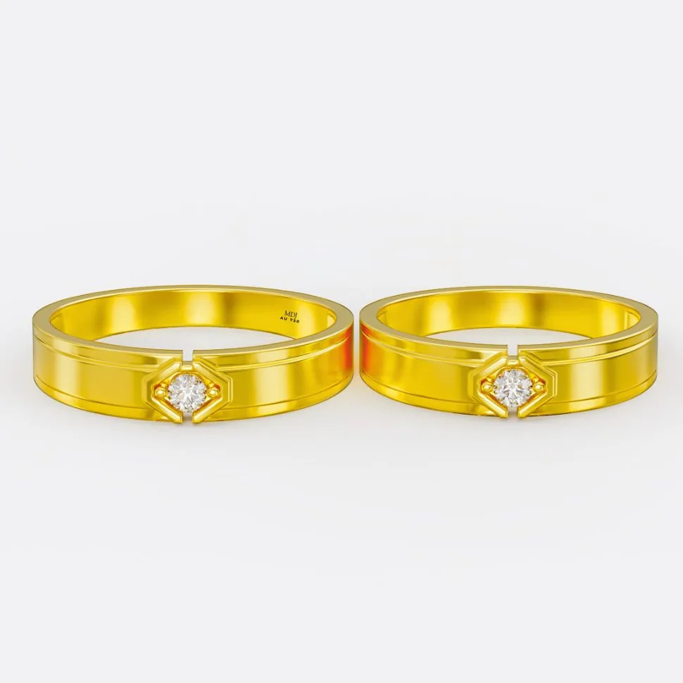 Nhẫn Cưới Nhẫn Cưới Ghép Đôi Vàng Tây 18K MDJ - NC142