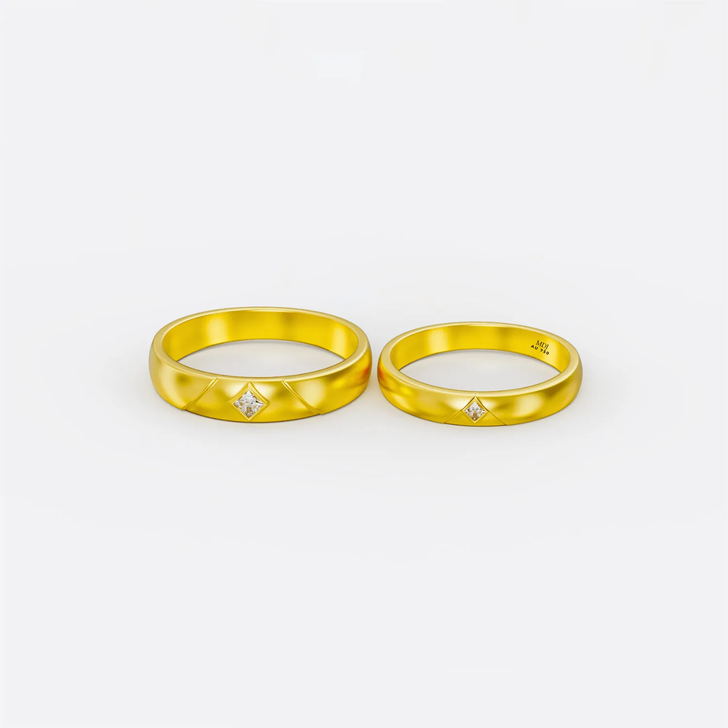 Nhẫn cưới vàng trắng 18K NC157