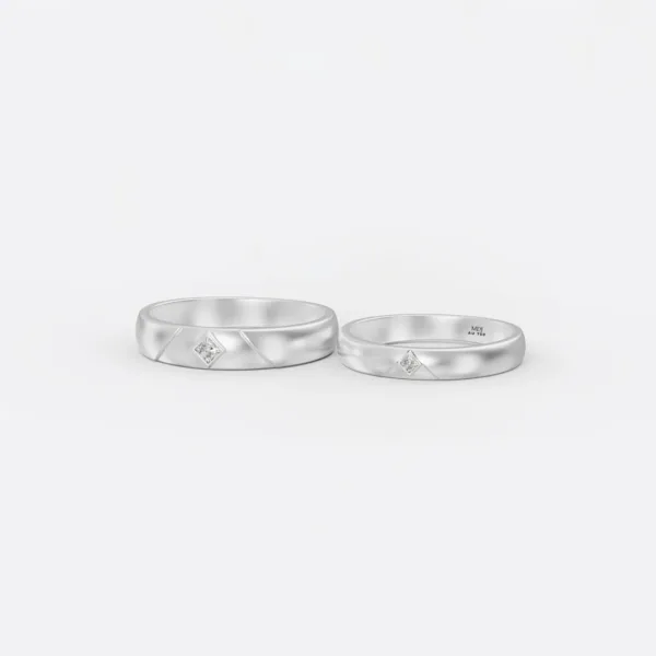 Nhẫn cưới vàng trắng 18K NC157