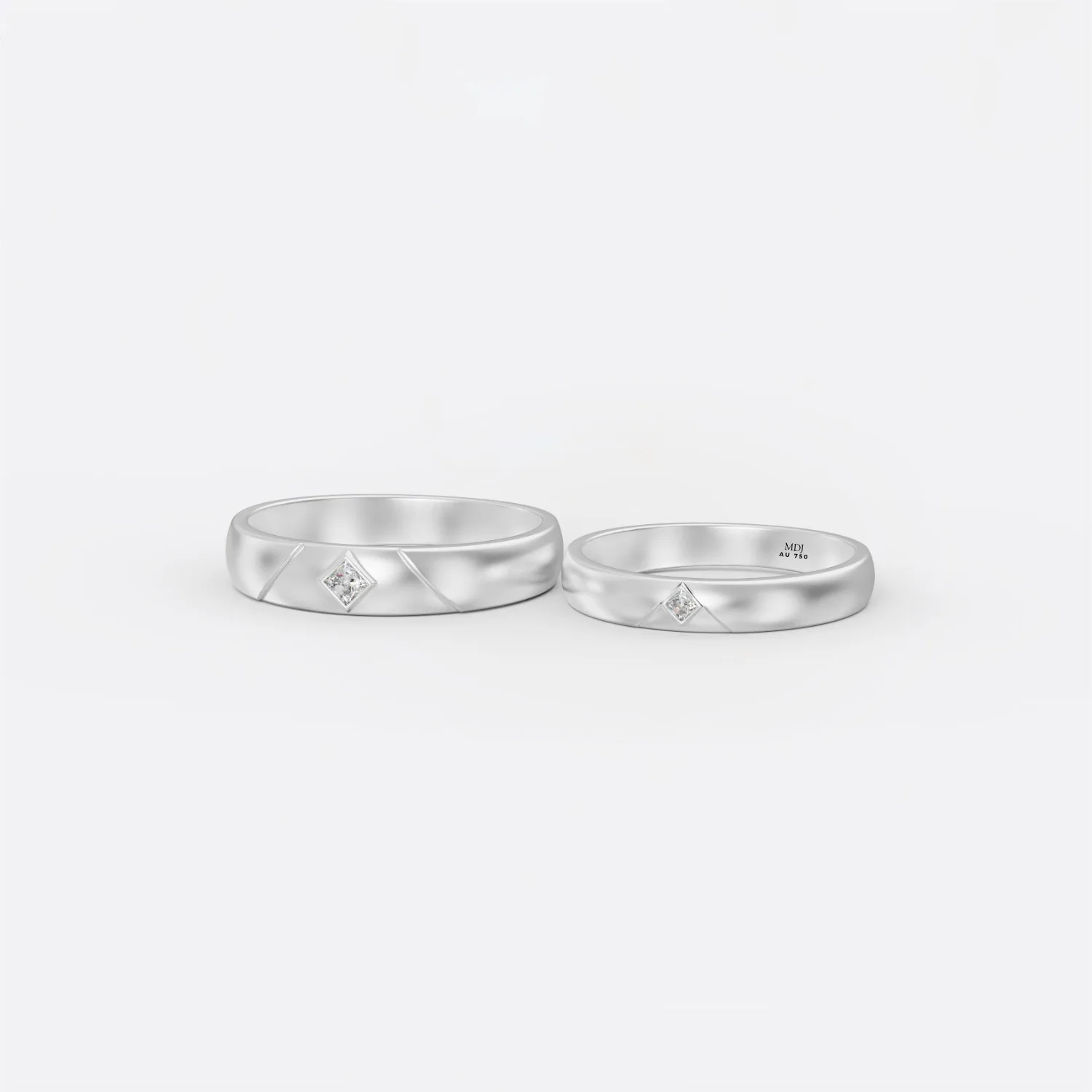 Nhẫn cưới vàng trắng 18K NC157