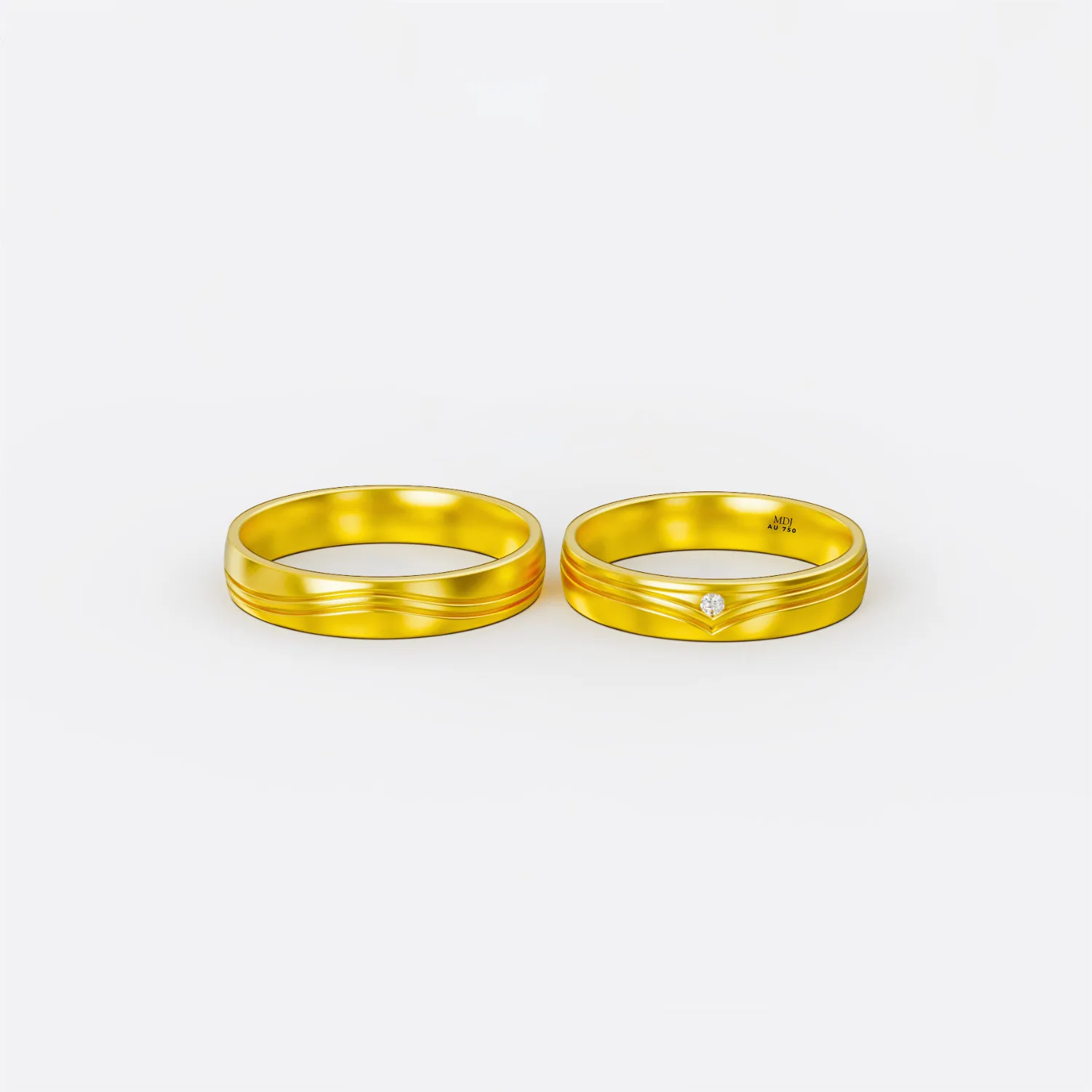 Nhẫn đôi vàng tây 14K -Hạnh phúc - NC42 - Nhẫn cưới đẹp