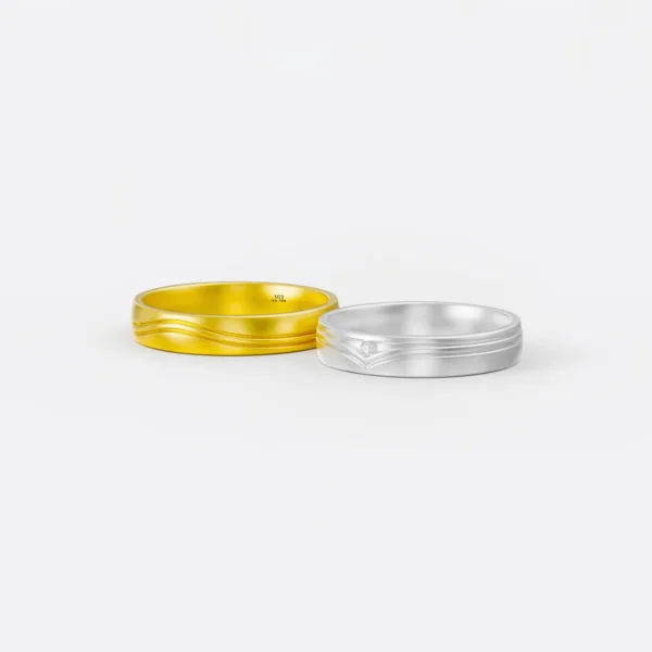 Nhẫn đôi vàng tây 14K -Hạnh phúc - NC42 - Nhẫn cưới đẹp