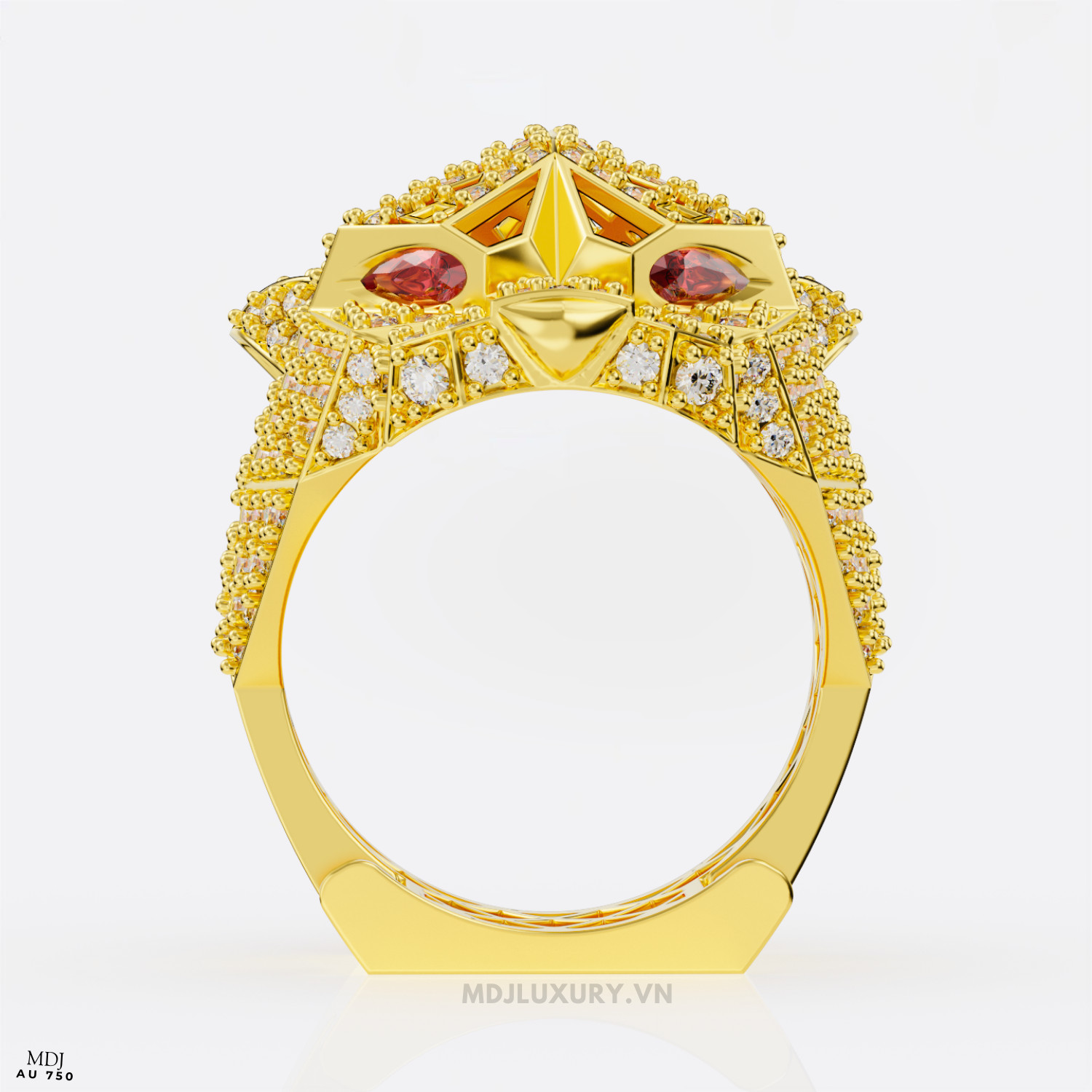 Nhẫn Vàng Trắng Nam Đầu Báo – NN101 – MDJ luxury